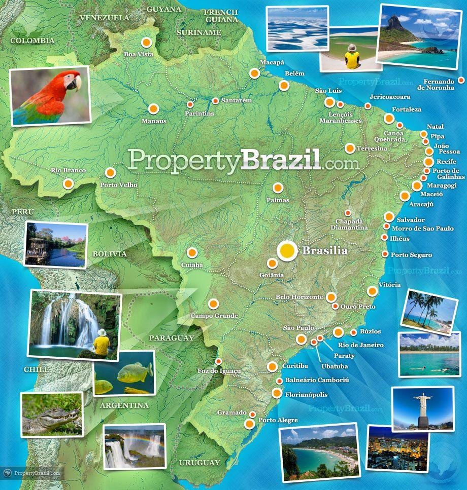 carte touristique du Brésil