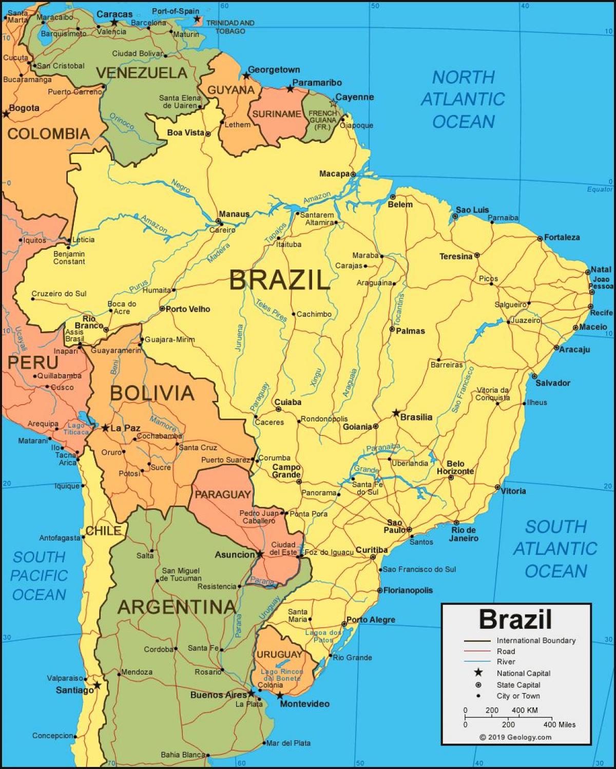les villes de la carte du Brésil