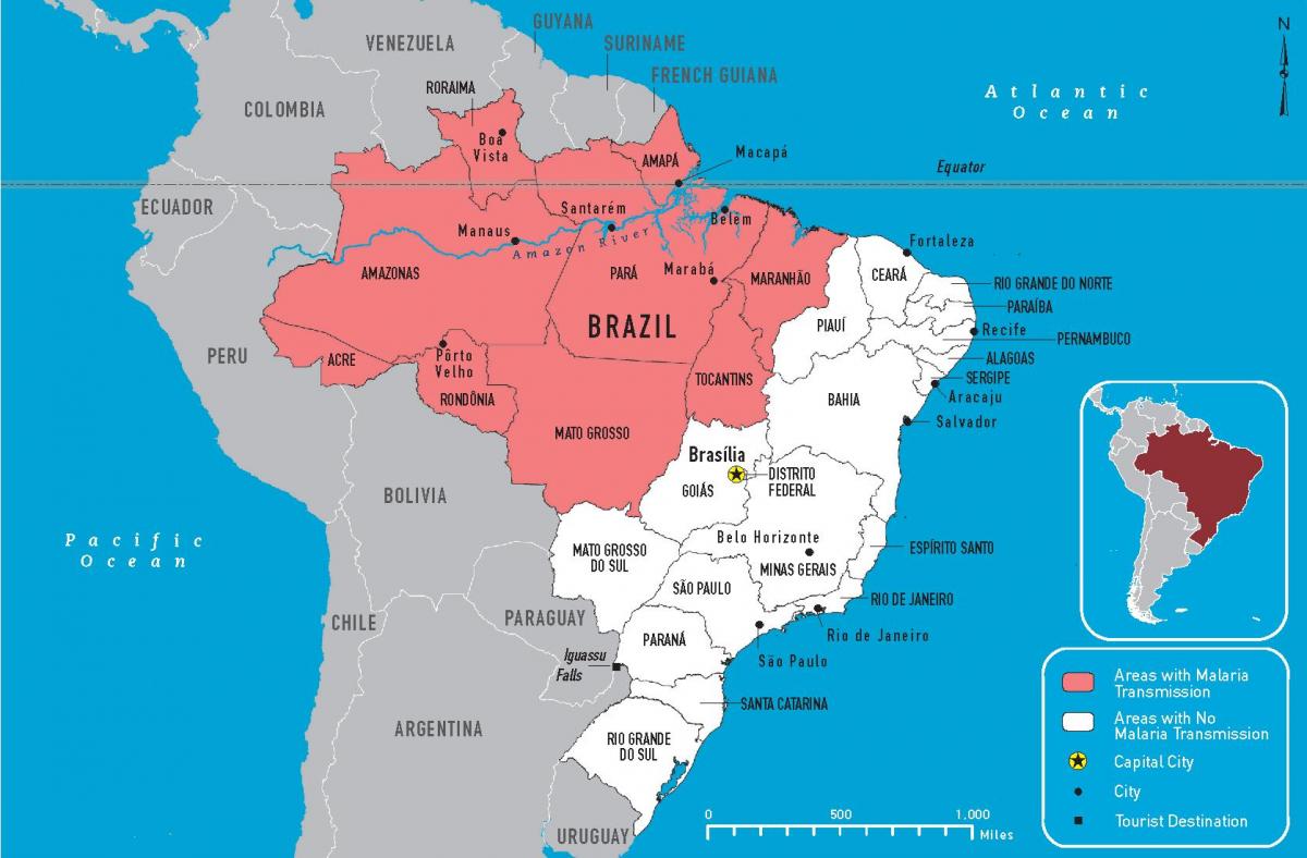 le paludisme carte du Brésil