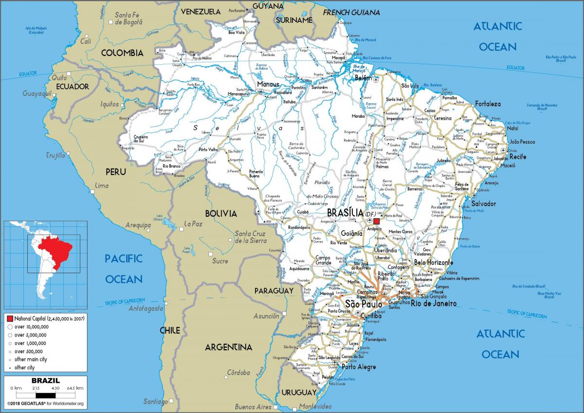 Le brésil carte détaillée
