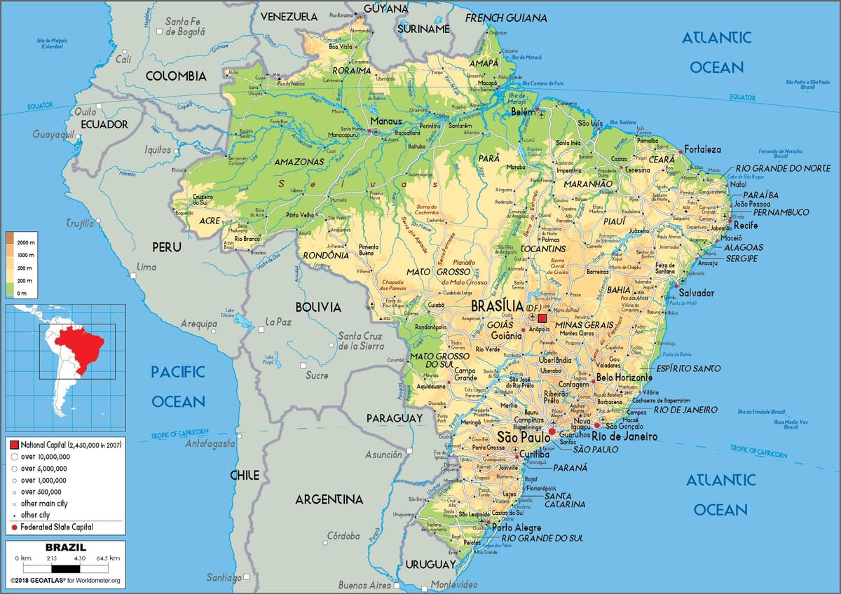 Le brésil sur la carte