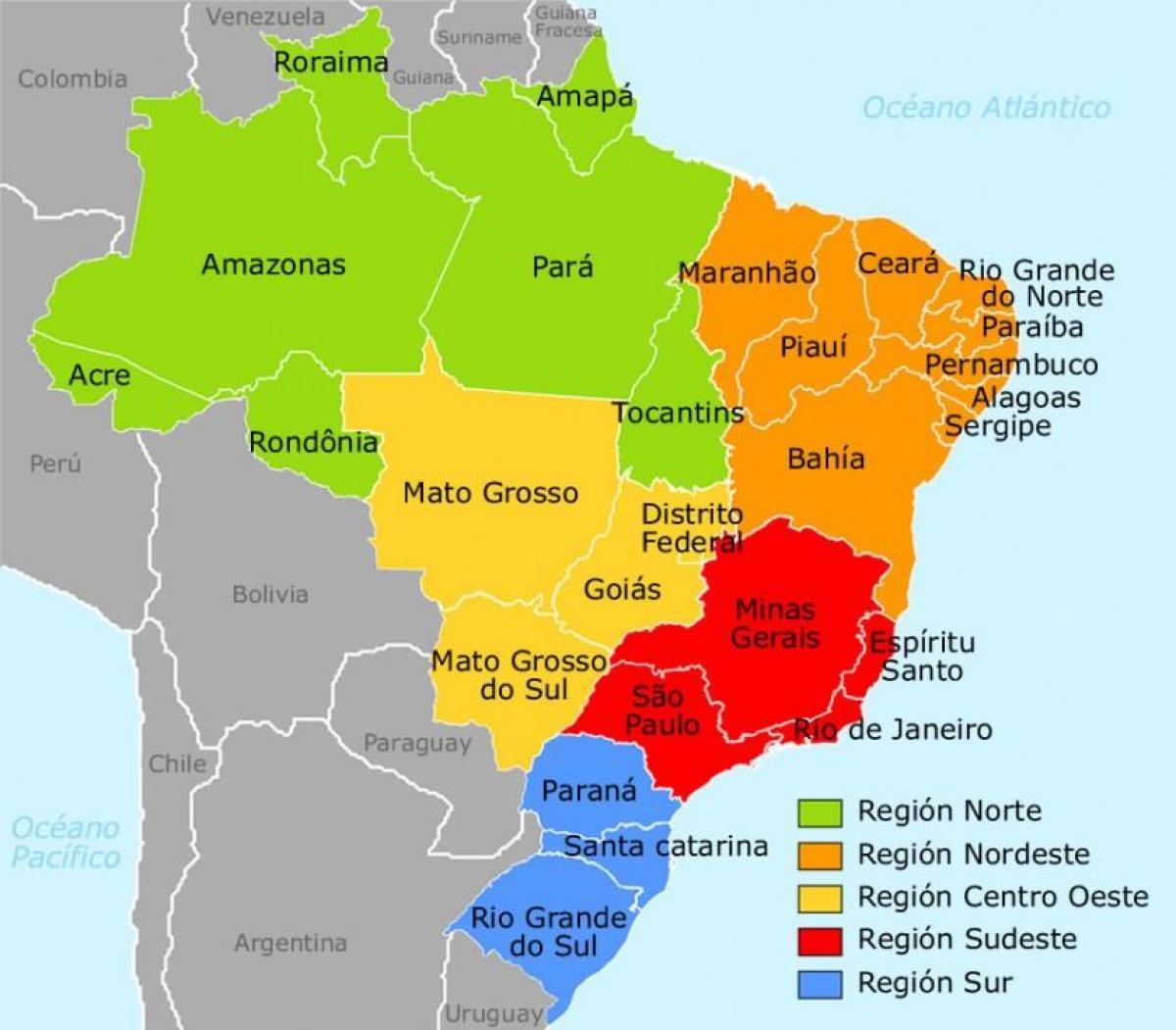 Le brésil carte des régions