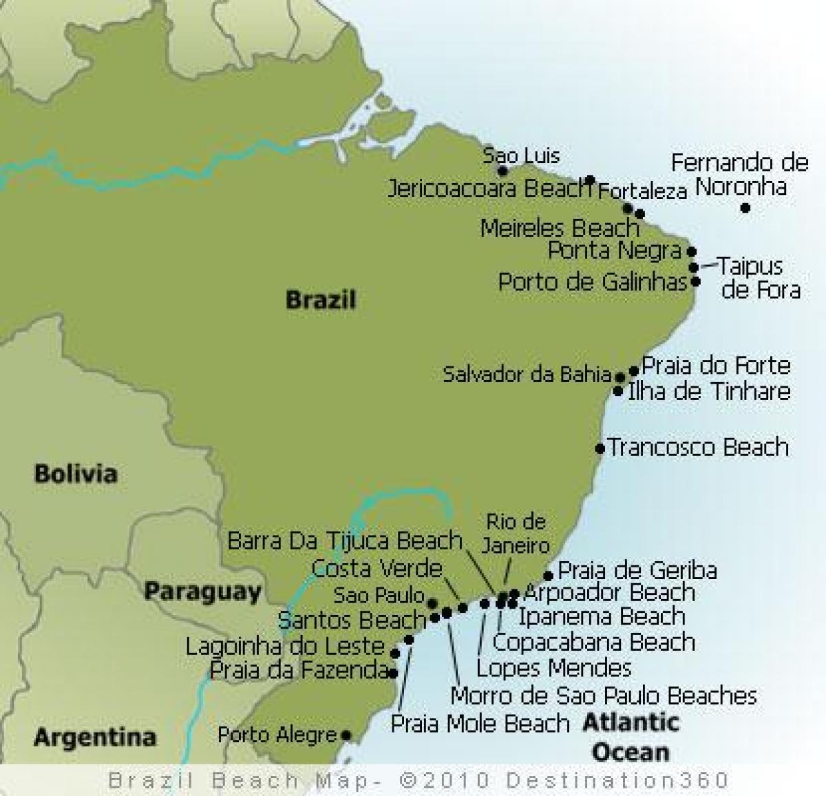 carte du Brésil plages