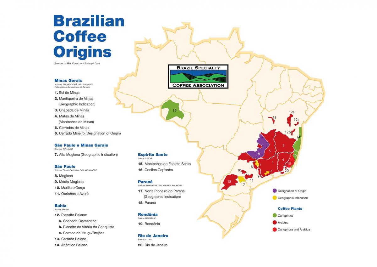 carte du Brésil café