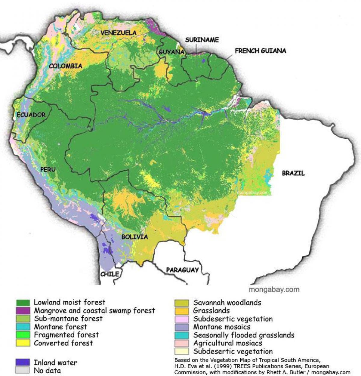 carte du Brésil forêts