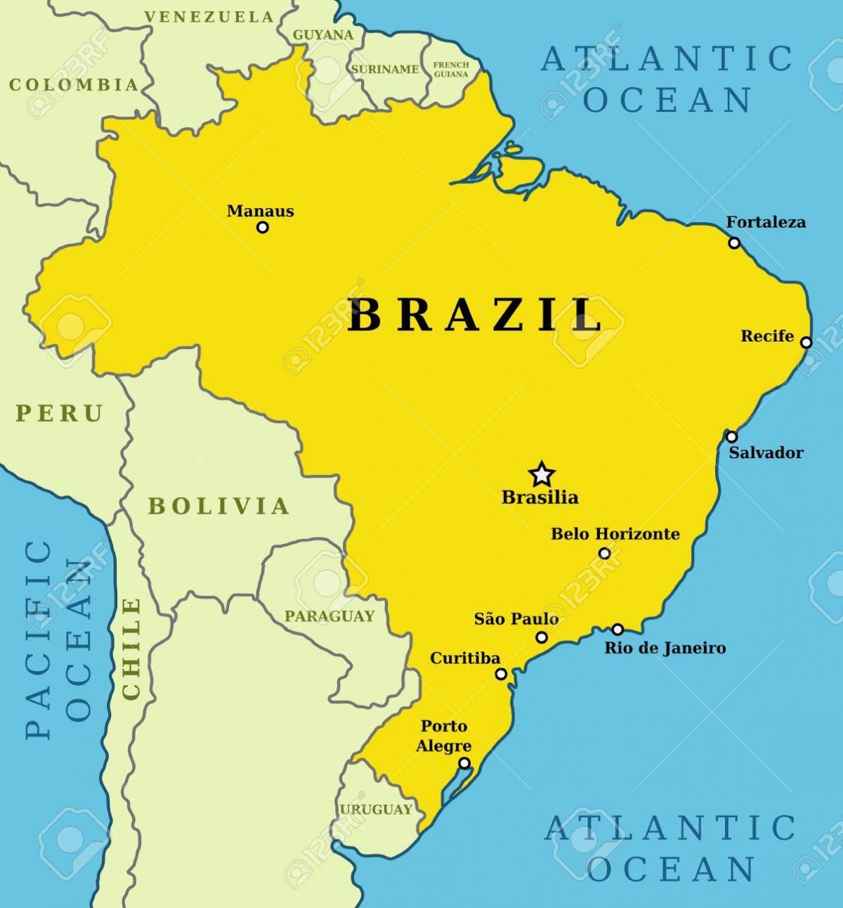 grandes villes dans la carte du Brésil