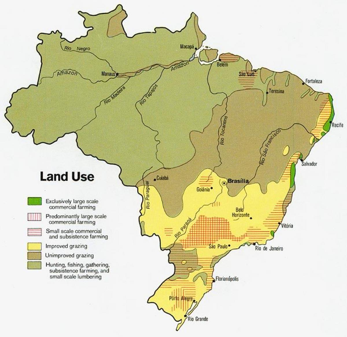 carte du Brésil, de l'agriculture