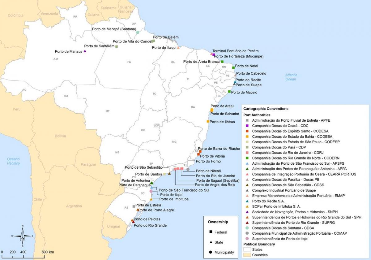 carte du Brésil ports