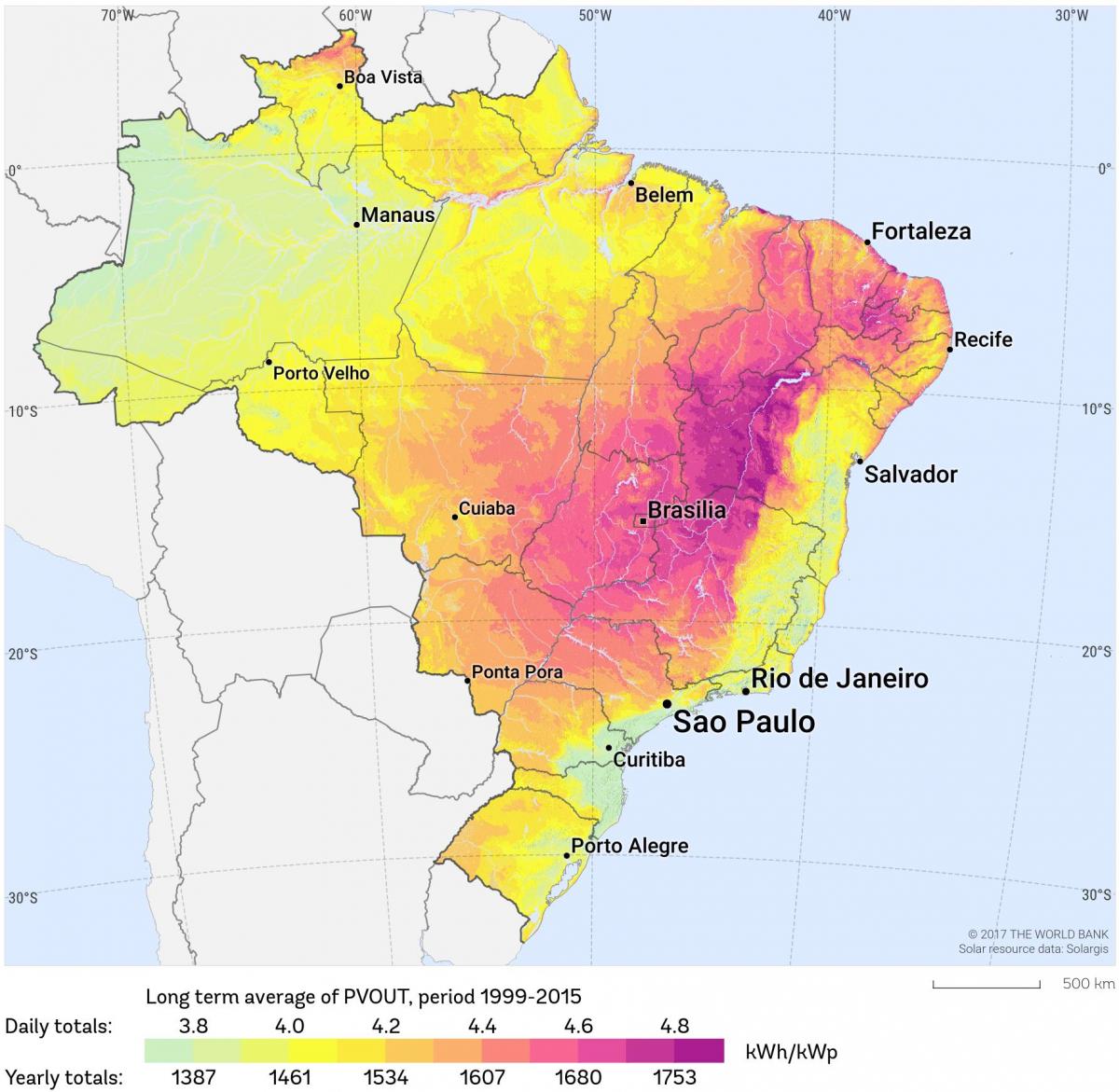 carte du Brésil soleil