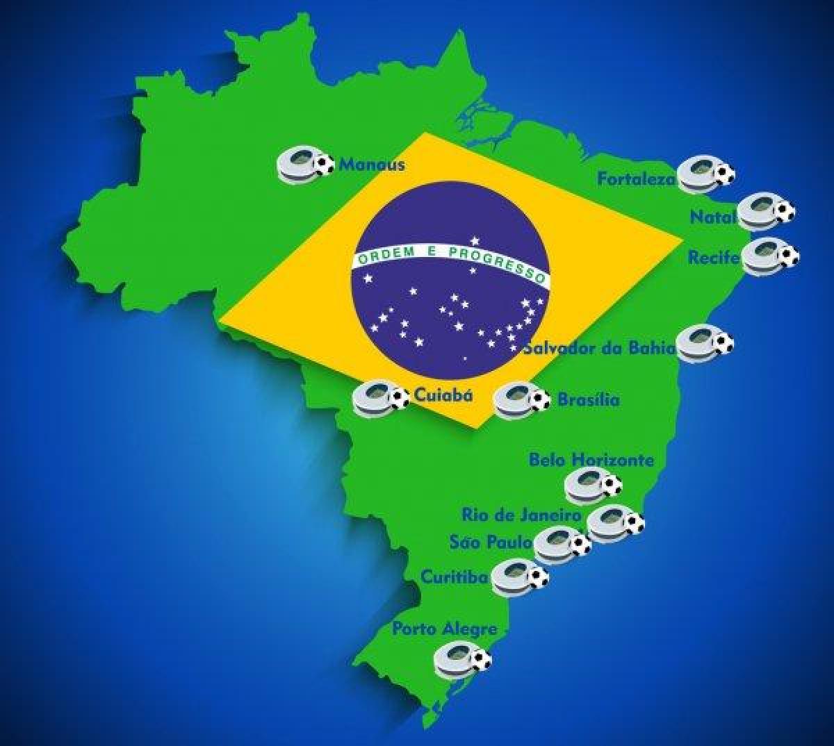carte du Brésil stade