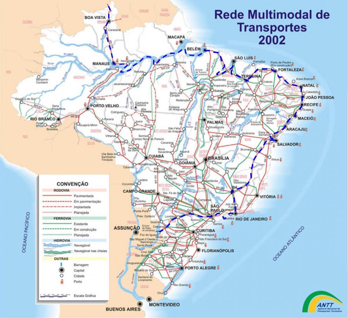 carte du Brésil transports