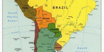 Carte du Brésil, des pays qui l'entourent