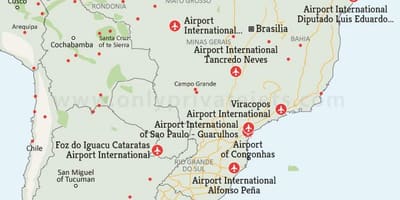Les aéroports dans la carte du Brésil