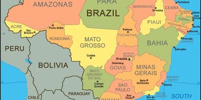 Carte du Brésil avec les villes et les états