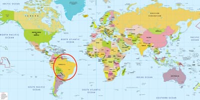 Le brésil dans la carte du monde