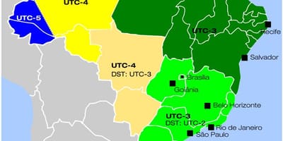 Carte du Brésil fuseaux horaires
