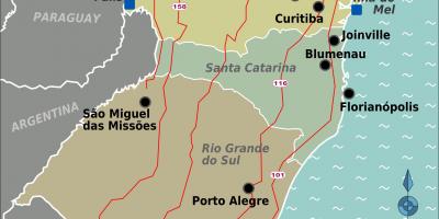 Carte du sud du Brésil